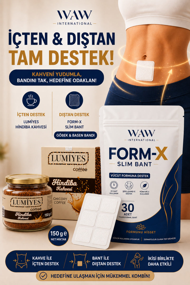 FORM-X Slim Göbek Basen Bandı 30 Adet + Hindiba Kahvesi 150 g
