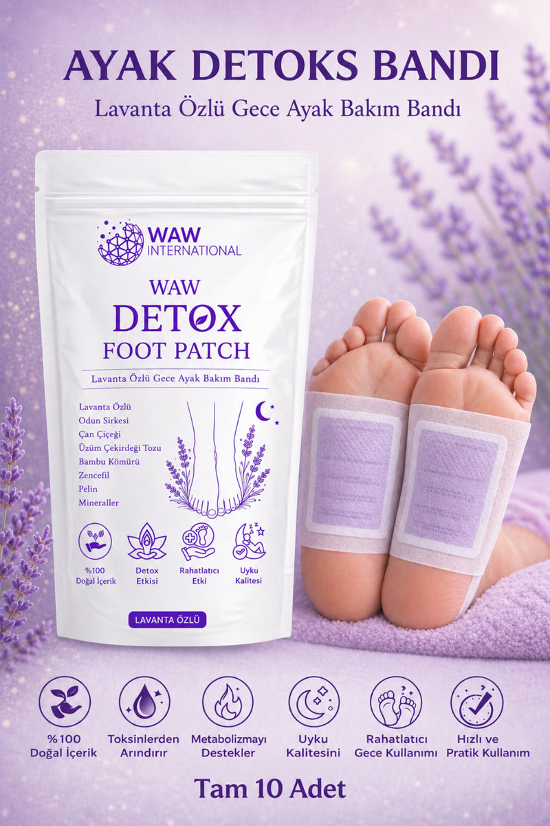 WAW Detox Foot Patch 10 Adet – Lavanta Özlü Gece Ayak Bakım Bandı