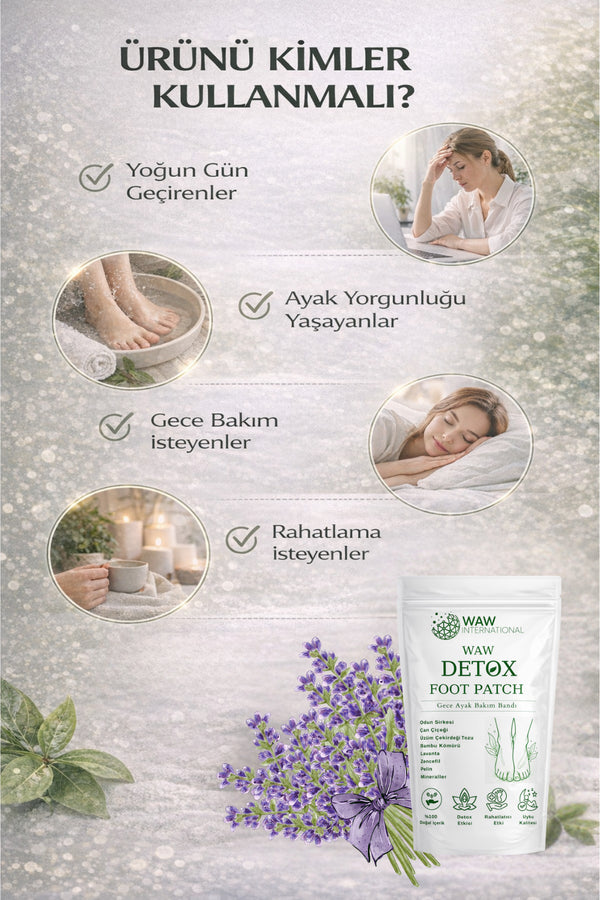 WAW Detox Foot Patch 10 Adet – Ayak Altı Gece Bakım Bandı