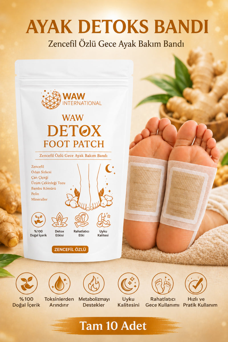 WAW Detox Foot Patch 10 Adet – Zencefil Özlü Gece Ayak Bakım Bandı
