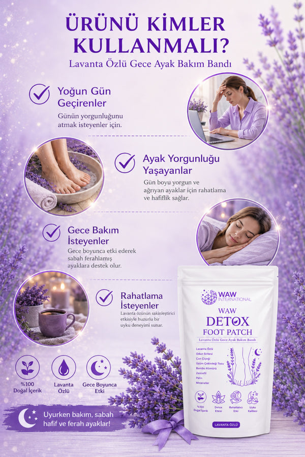 WAW Detox Foot Patch 10 Adet – Lavanta Özlü Gece Ayak Bakım Bandı