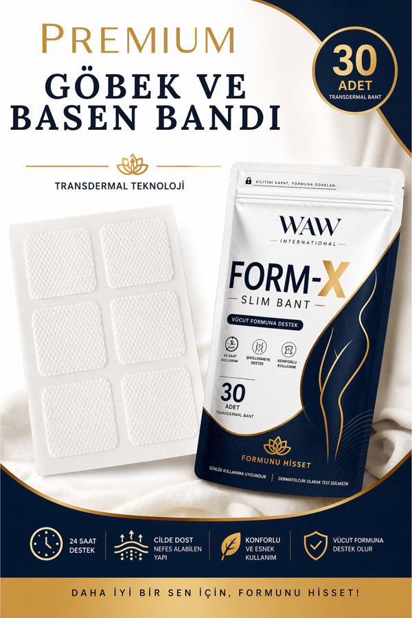 FORM-X Slim Bant 30 Adet – Göbek Bandı & Basen Bandı Vücut Şekillendirme Destek Transdermal Bant
